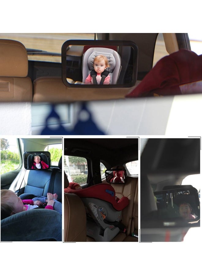 ECVV Backseat Baby Car Mirror, Rear View Mirror for Babies, Toddlers, Pet, Newborn 360° Rotation Clear Wide Angle View, Acrylic Shatterproof, Headrest Double Adjustable Strap Detachable