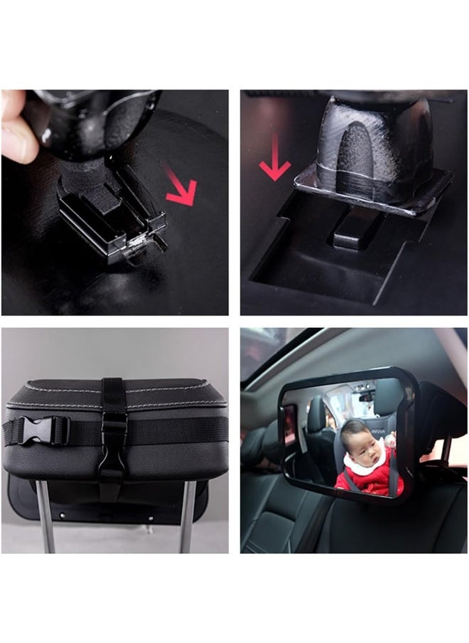 ECVV ECVV Backseat Baby Car Mirror, Rear View Mirror for Babies, Toddlers, Pet, Newborn 360° Rotation Clear Wide Angle View, Acrylic Shatterproof, Headrest Double Adjustable Strap Detachable  - Image 4