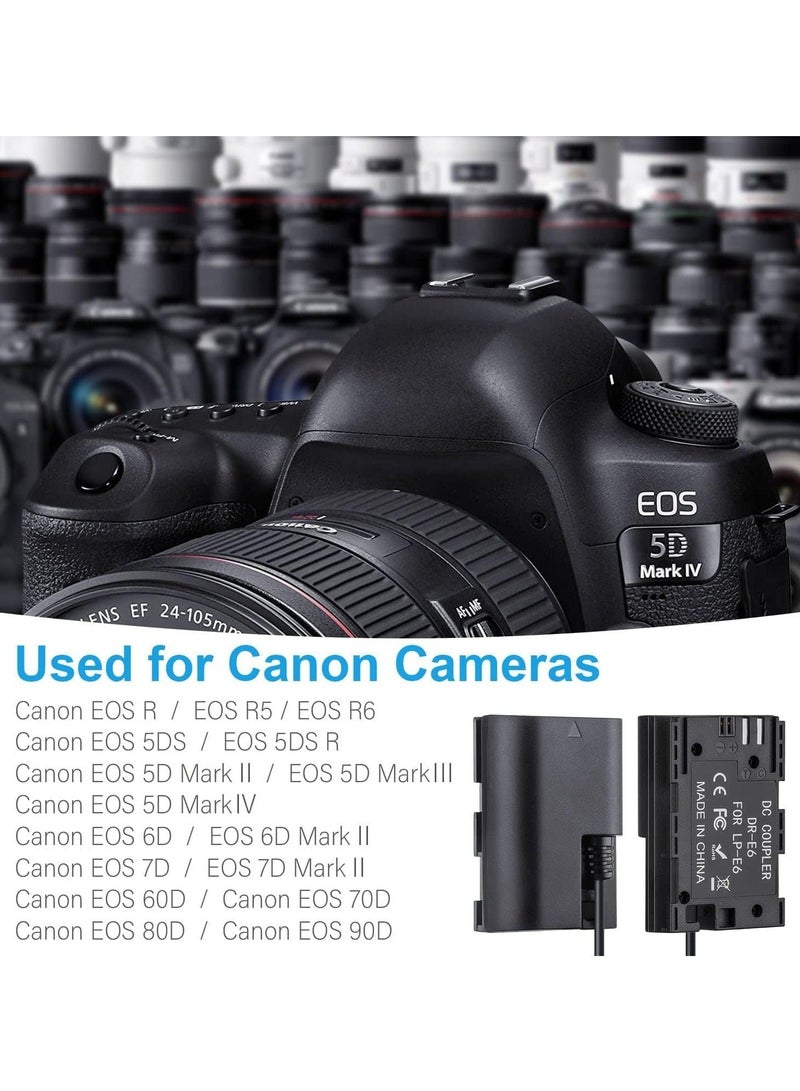 Captaintech LP-E6 Dummy Battery Decoded, LP-E6 Battery Replacement with Type-C Spring Power Adapter Cable for Canon EOS R R5 R6 5DS 5DSR 90D 80D 70D 60D 5D Mark II III IV 6D Mark II 7D Mark II Cameras - Image 4