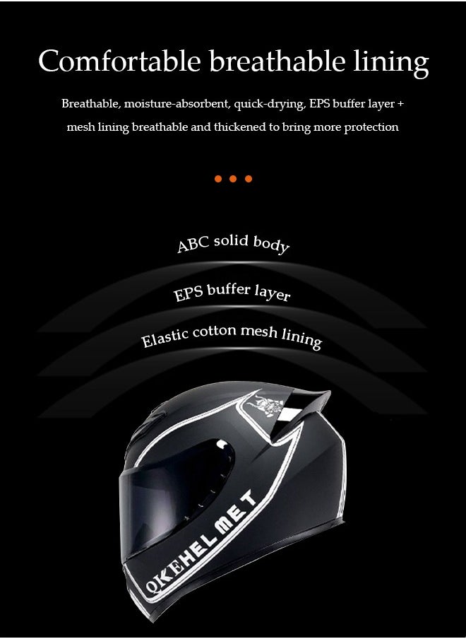 DUNISO Full face motorcycle helmet, lightweight crash resistant motorcycle helmet, all season cool riding helmet，cycling helmet with black lenses, breathable lining, suitable for both men and women，suitable for riding recreational activities（L）  - Image 5