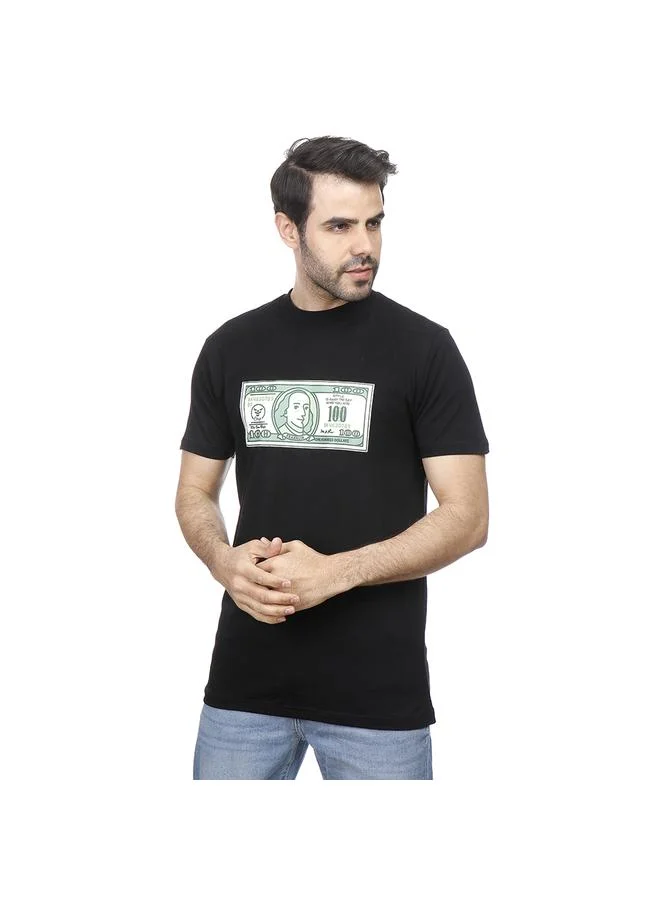 كوب تيشيرت بطباعة الدولار بأكمام قصيرة