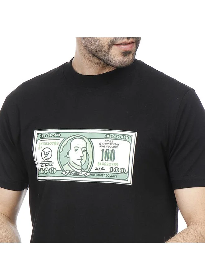 كوب تيشيرت بطباعة الدولار بأكمام قصيرة