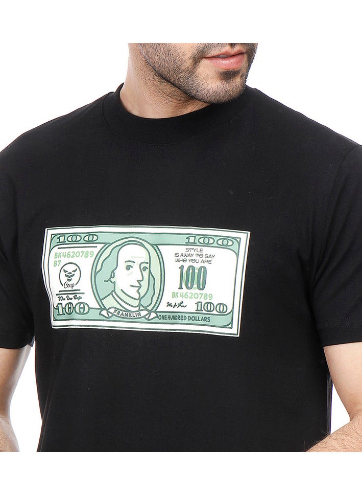 كوب تيشيرت بطباعة الدولار بأكمام قصيرة - Image 2