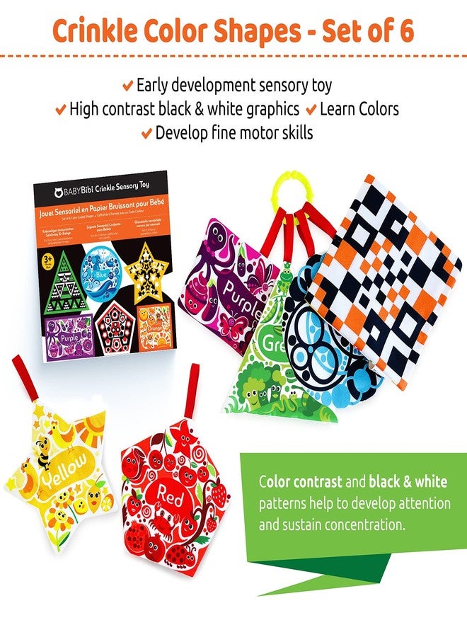 BabyBibi High Contrast Crinkle Paper Shapes - Baby Sensory Toys for Visual Development, Tummy Time - Crib, Stroller & Car Seat Crinkle Toys for Babies & Infants 3 Months+ - Image 2