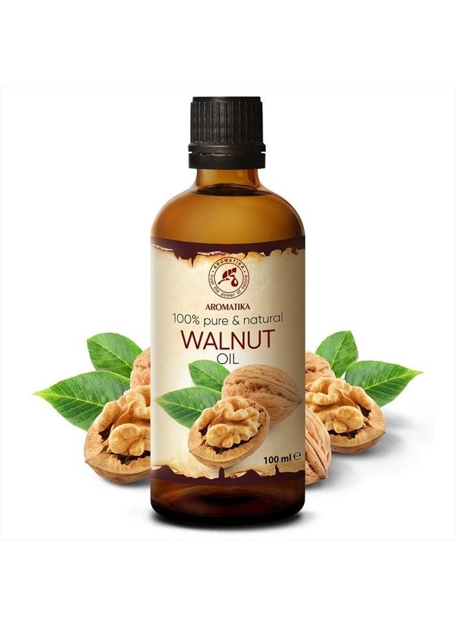 Aromatika - Walnut Oil 3.4 fl oz - Juglans Regia Seed Oil - USA - 100% Pure - Intensive for Face Care - Body - Hair - Skin - Nails - Hands - Good w/Essential Oil - Image 1