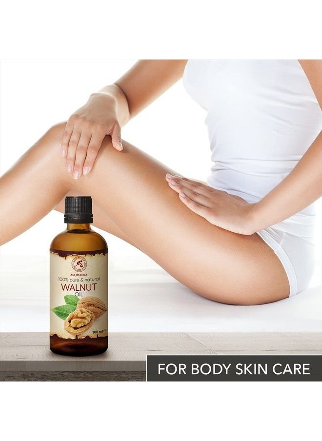 Aromatika - Walnut Oil 3.4 fl oz - Juglans Regia Seed Oil - USA - 100% Pure - Intensive for Face Care - Body - Hair - Skin - Nails - Hands - Good w/Essential Oil - Image 1