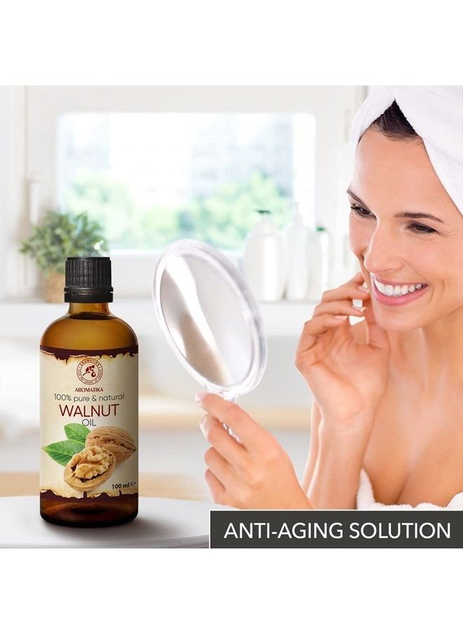 Aromatika - Walnut Oil 3.4 fl oz - Juglans Regia Seed Oil - USA - 100% Pure - Intensive for Face Care - Body - Hair - Skin - Nails - Hands - Good w/Essential Oil - Image 1