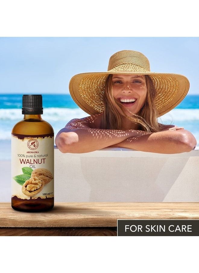 Aromatika - Walnut Oil 3.4 fl oz - Juglans Regia Seed Oil - USA - 100% Pure - Intensive for Face Care - Body - Hair - Skin - Nails - Hands - Good w/Essential Oil - Image 1