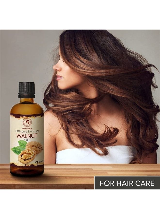 Aromatika - Walnut Oil 3.4 fl oz - Juglans Regia Seed Oil - USA - 100% Pure - Intensive for Face Care - Body - Hair - Skin - Nails - Hands - Good w/Essential Oil - Image 1
