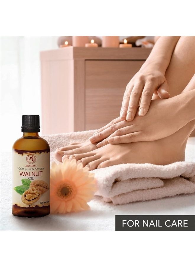 Aromatika - Walnut Oil 3.4 fl oz - Juglans Regia Seed Oil - USA - 100% Pure - Intensive for Face Care - Body - Hair - Skin - Nails - Hands - Good w/Essential Oil - Image 1