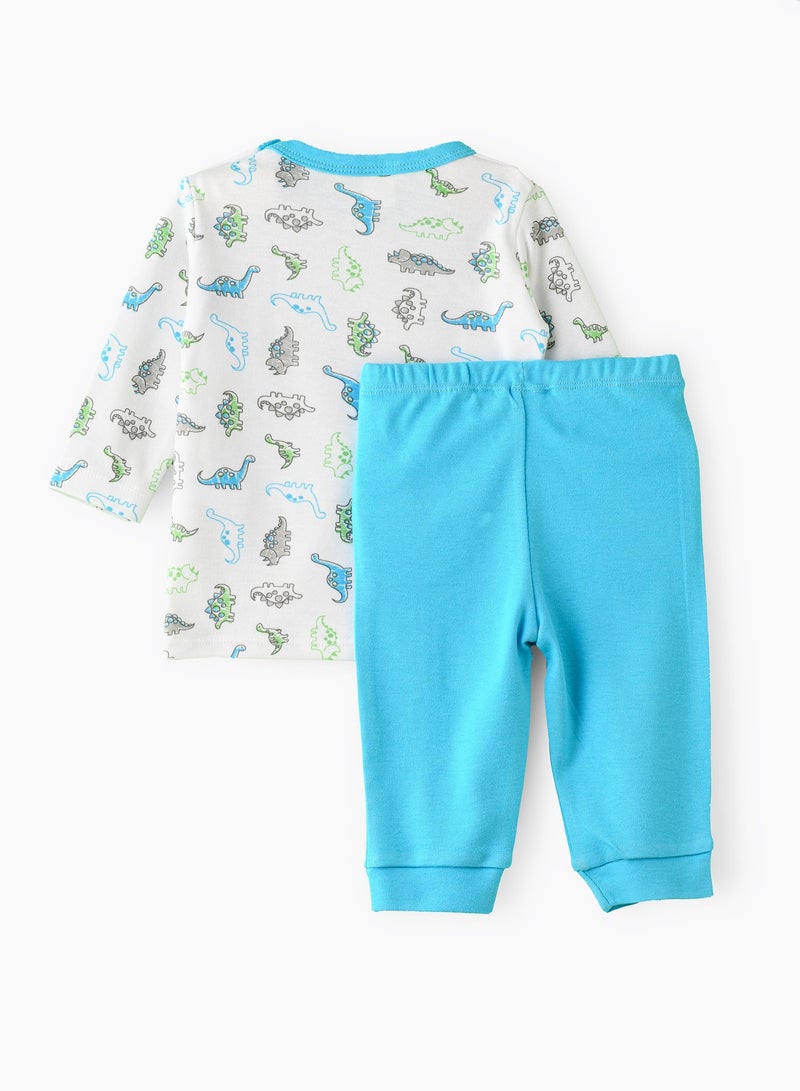 Tiny Hug Baby Boy White and Blue Dinosaur Set - Image 2