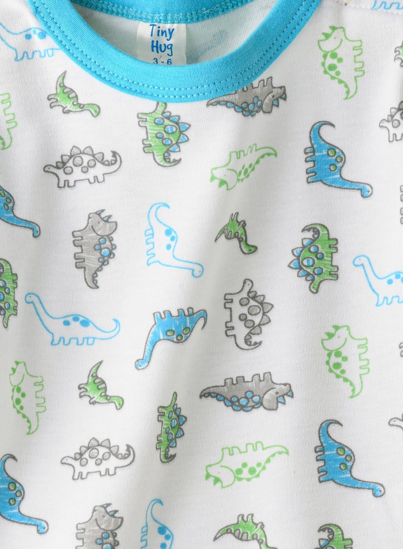 Tiny Hug Baby Boy White and Blue Dinosaur Set - Image 3
