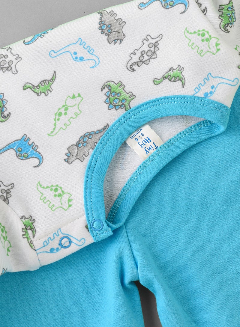Tiny Hug Baby Boy White and Blue Dinosaur Set - Image 4