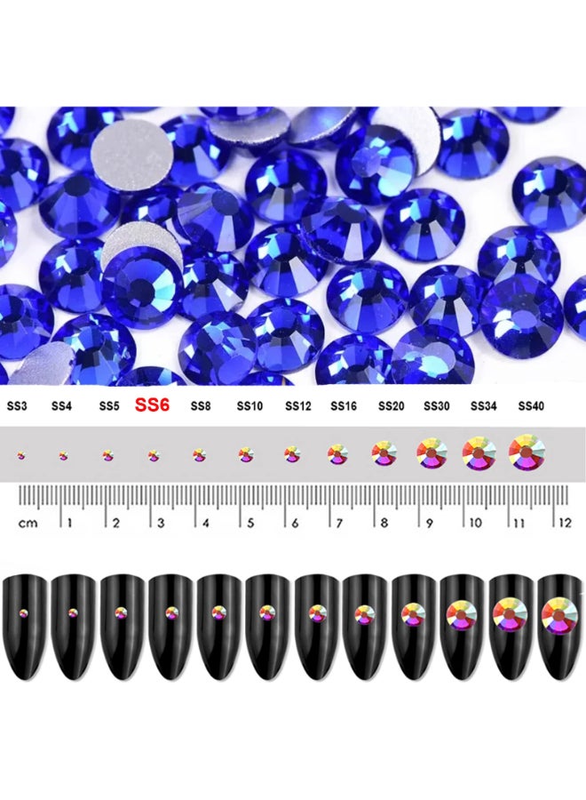 Dowarm 1440 Pieces SS6 Flatback Nail Crystals for Crafts Face Art Dance Costumes NonHotfix SS6 2MM BlueSapphire - Image 3