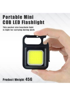 Rahalife Rahalife Small LED Flashlight 800 Lumens COB Rechargeable Keychain Mini Flashlight 4 Light Modes Portable Pocket Light with Folding Bracket Bottle Opener and Magnet Base for Fishing Walking Camping  - Image 2