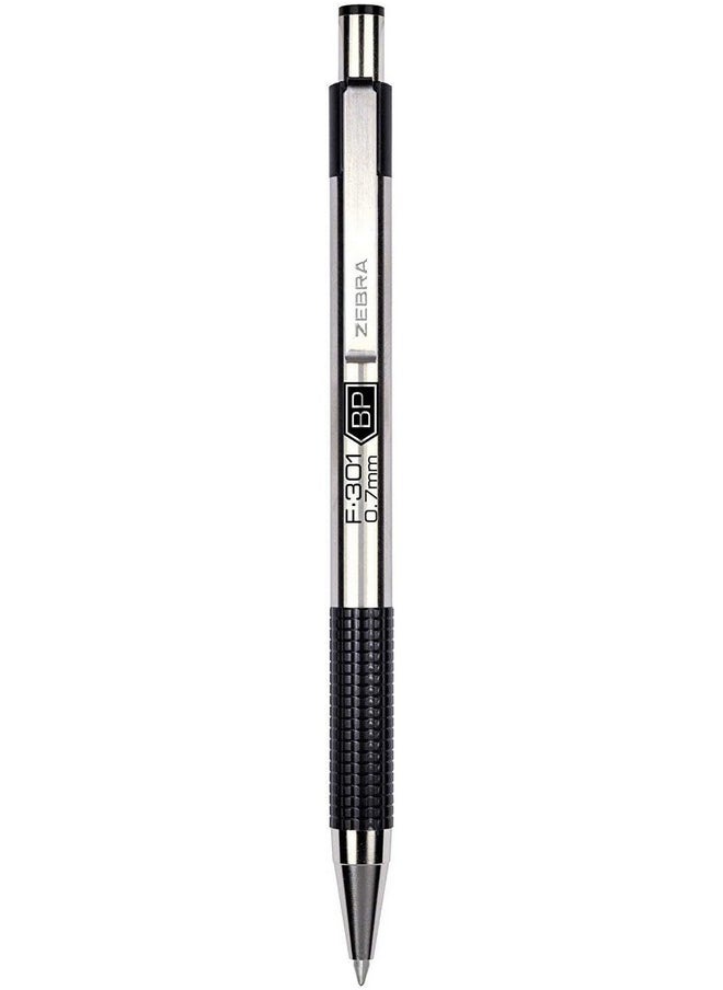Zebra Pen F-301 - Fine Point Pen - Retractable Ballpoint Pen - Stainless Steel Barrel - 0.7Mm - 6 Black With 6 Blue Ink Zebra F-301 Pens (12-Pack)  - Image 3