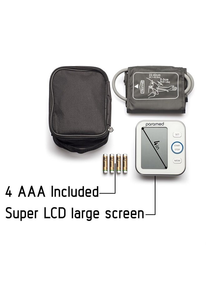 paramed - Blood Pressure Monitor - Bp Machine - Automatic Upper Arm Blood Pressure Cuff 8.7-16.5 inches - Large LCD Display 120 Sets Memory - Device Bag & Batteries Included - Image 1