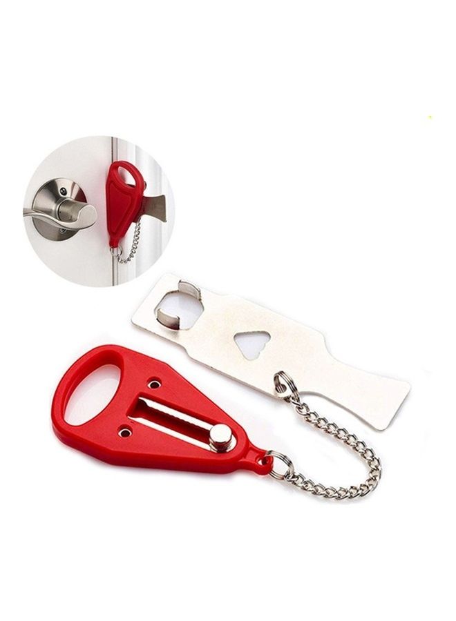 Portable Security Anti-Theft Door Lock Red/Silver - Image 2