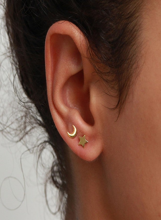 أويدج أقراط AOEDEJ 3 Tragus للنساء، ذات مشبك لولبي، مضادة للحساسية، بتصميم نجمة صغيرة وقمر وقلب، مجوهرات مثالية لثقب الغضروف، هدية رائعة لها - Image 4