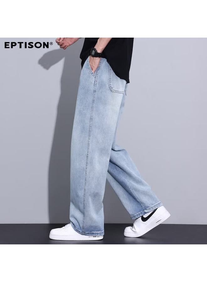 EPTISON Yipintiancheng Autumn New American High Street Wide-leg Denim Jeans Men Loose Drawstring Washed Straight Pants Men - Image 5