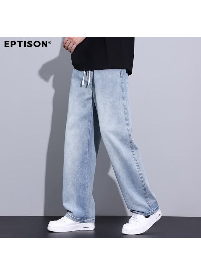 EPTISON Yipintiancheng Autumn New American High Street Wide-leg Denim Jeans Men Loose Drawstring Washed Straight Pants Men - Image 4