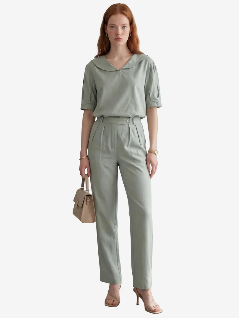 MY FASHION Shawl Collar Buttoned Two-Piece Coord Set