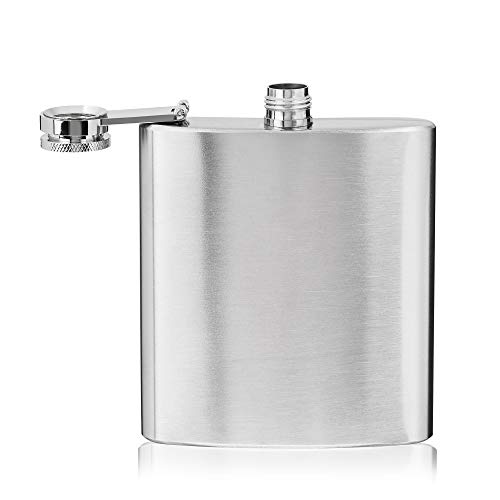 True Stainless Steel Metal Flask for Men and Women, Drinking Flasks for Vodka Whiskey Tequila Rum Cocktails, Travel, Backpacking, 6 oz Set of 1 Silver - Image 5