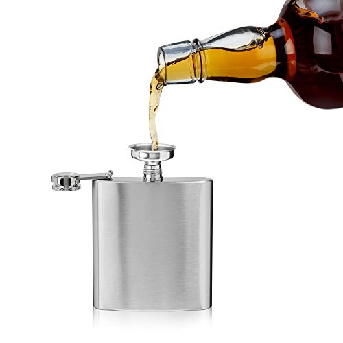 True Stainless Steel Metal Flask for Men and Women, Drinking Flasks for Vodka Whiskey Tequila Rum Cocktails, Travel, Backpacking, 6 oz Set of 1 Silver - Image 3