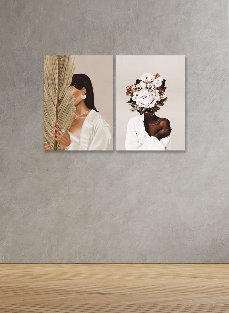 Marktna Decorative Wall Art Painting with a Woman Design, 2 pieces, Size 80x60 cm - Image 1