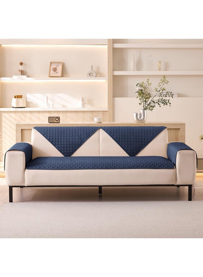 House of Quirk Luxury Waterproof Sofa Cover 1/2/3/4 Seater Anti-Slip Plaid Sofa Cover Washable Sofa Slipcover Furniture Protector from Pets Replacement Protector (Five Seater, Navy, 70x230cm) - Image 4