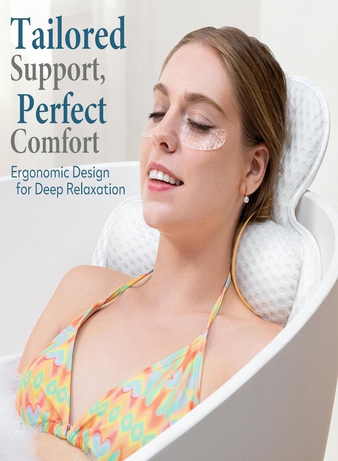 VOXOR Bath Pillows for Tub, Comfortable Bathtub Cushion for Head and Neck with Soft 3D Mesh Fabric and 54 Non-Slip Suction Cups, Relaxing Tub and Shower Accessories Spa Gift White Standard - Image 3