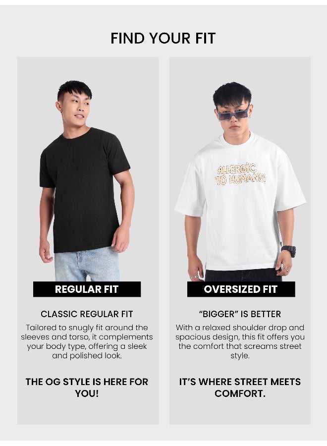 Beyoung White Allergic To Human Puff Printed Oversized T-Shirt - Image 4