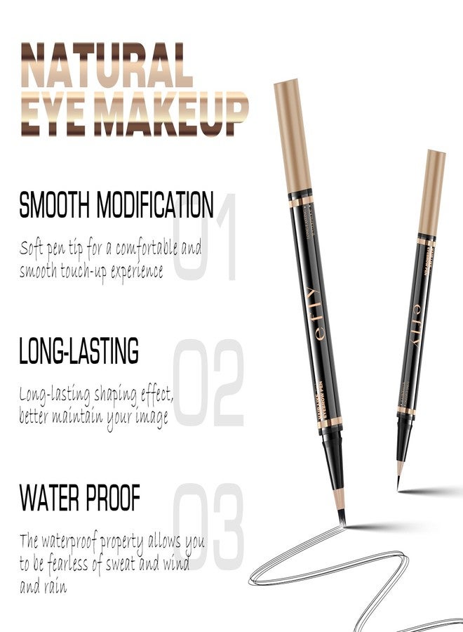 إي فلاي أقلام تحديد الحواجب للنساء، قلم تحديد الحواجب بتقنية الميكروبليدينغ، قلم حواجب سحري 2 في 1 برأسين مع فرشاة ثلاثية الأبعاد ودقيقة، لرسم حواجب طبيعية تشبه الشعر، يدوم طوال اليوم (بني داكن). - Image 2