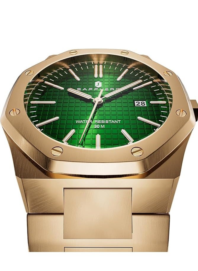 Sapphero Watch for Men Stainless Steel Mens Watches Waterproof Analog Quartz Movement Wrist Watch Gifts for Men - Image 2