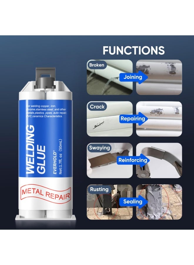 MJZ 50ml Metal Glue, Heavy Duty Epoxy Adhesive Welding Glue,Waterproof Liquid Weld & Filler,All temp range compatible for Weld Stainless Steel, Iron, Aluminum, Fiberglass, Plastic,Diverse requirement fit - Image 4