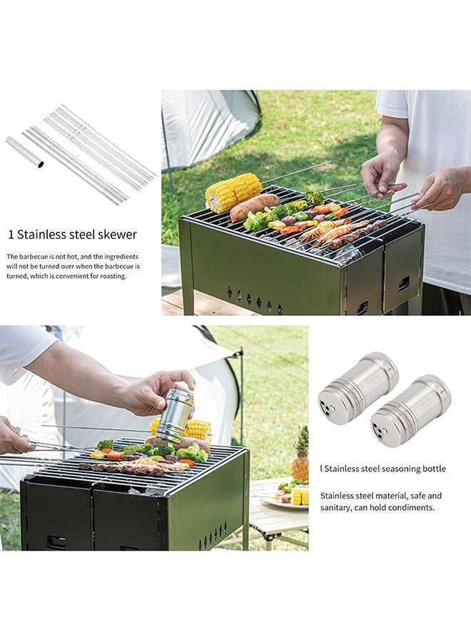 JCB CHIC مجموعة فرن خارجي قابل للطي محمول، مجموعة شواية شواء من الفولاذ المقاوم للصدأ للتخييم والنزهات، شواية شواء متعددة الوظائف للتنزه في الحديقة والتراس والتخييم والسفر - Image 5