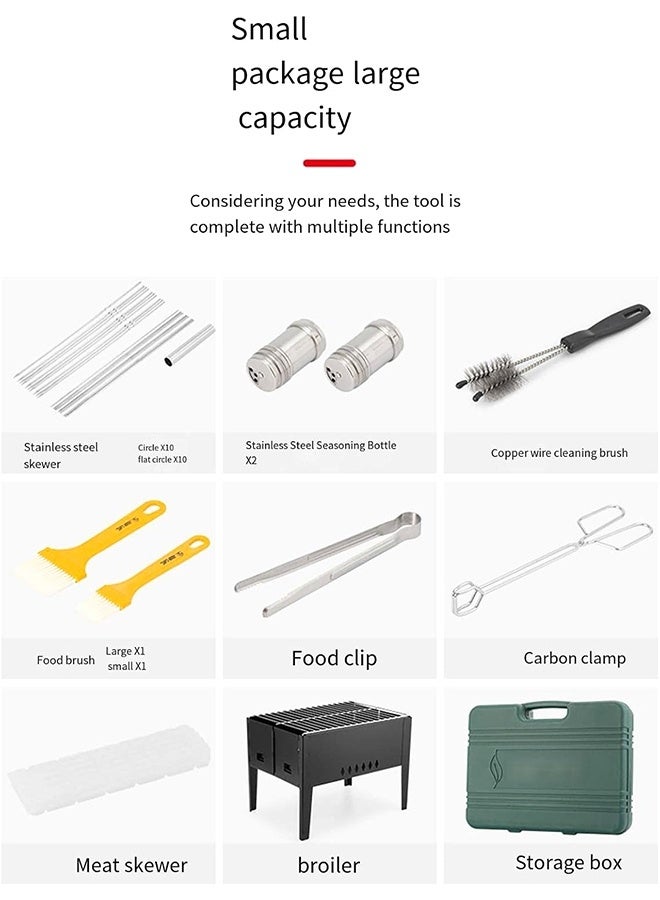 JCB CHIC مجموعة فرن خارجي قابل للطي محمول، مجموعة شواية شواء من الفولاذ المقاوم للصدأ للتخييم والنزهات، شواية شواء متعددة الوظائف للتنزه في الحديقة والتراس والتخييم والسفر - Image 3