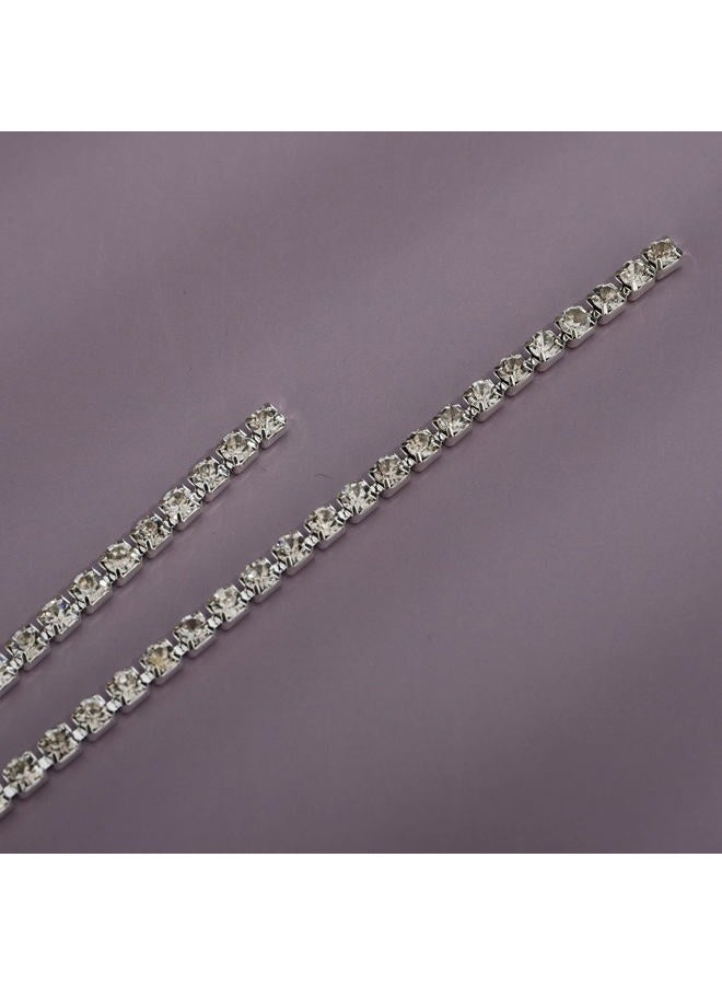 YERTTER Silver Sparkly Full Rhinestone Chain Choker Heart Tassel Necklace Long Love Collar Necklace Statement Choker Necklace for Party Music Bar Women (Silver 2) - Image 5