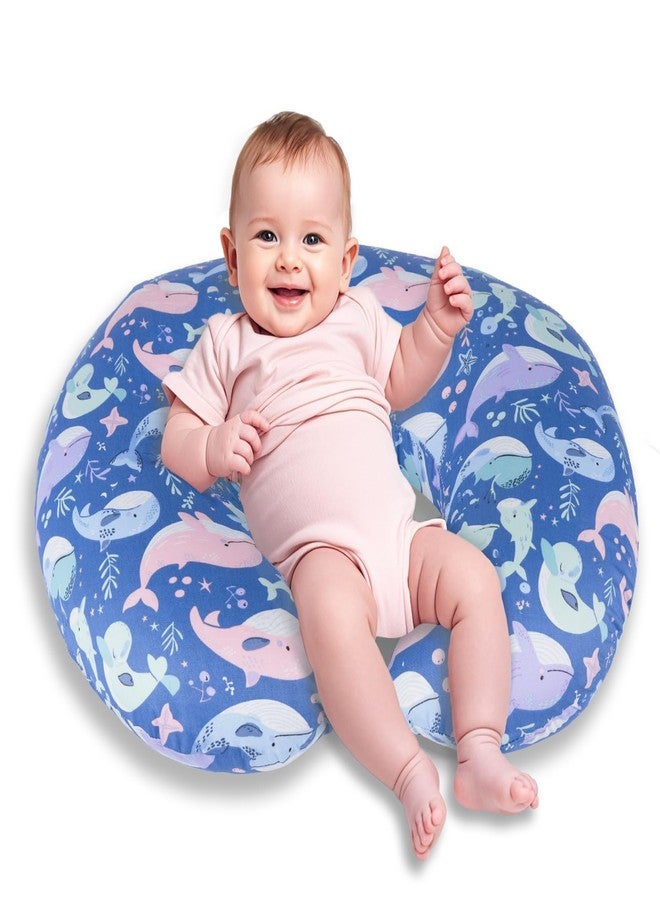x-vesolje Nursing Pillow, Breastfeeding Pillows with Standard Size Removable Cover, Breast Feeding Pillow with Breathable Filling, Ergonomic Nursing Essentials for Bottle and Breastfeeding- Whale - Image 4