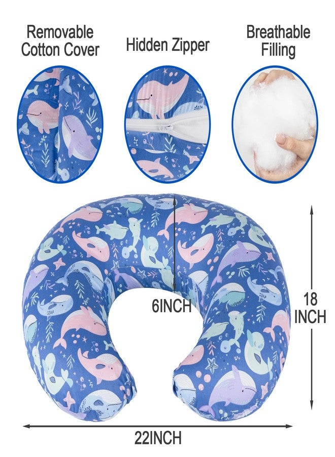x-vesolje Nursing Pillow, Breastfeeding Pillows with Standard Size Removable Cover, Breast Feeding Pillow with Breathable Filling, Ergonomic Nursing Essentials for Bottle and Breastfeeding- Whale - Image 5