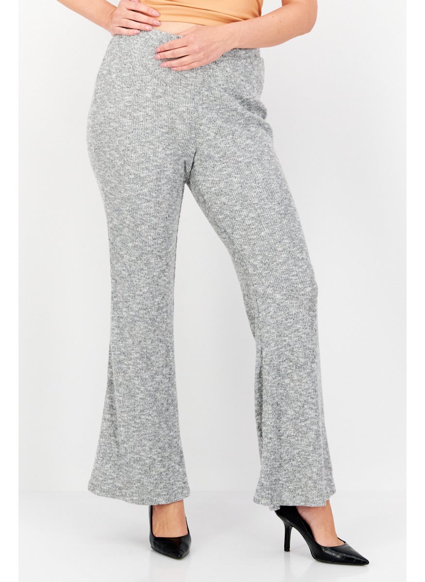 Sage The Label - Women Regular Fit Knit Wide Leg Pant, Grey - Image 1