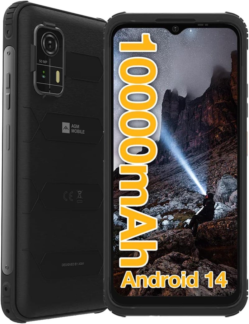 AGM H Max 4G Rugged Smartphone Unlocked,Android 14, 4GB+128GB,10000mAh | 6.56” HD+ Display｜IP68｜IP69K｜Face ID｜ Dual SIM｜NFC｜Outdoor Phone - Image 1