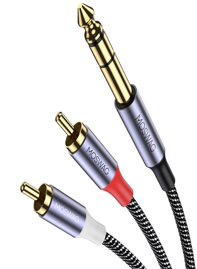 MOSWAG Gold-Plated 6.35mm 1/4 inch Male TRS Stereo Plug to 2 RCA Phono Male Audio Y Splitter Cable,Connector Wire Cord Plug - Image 1