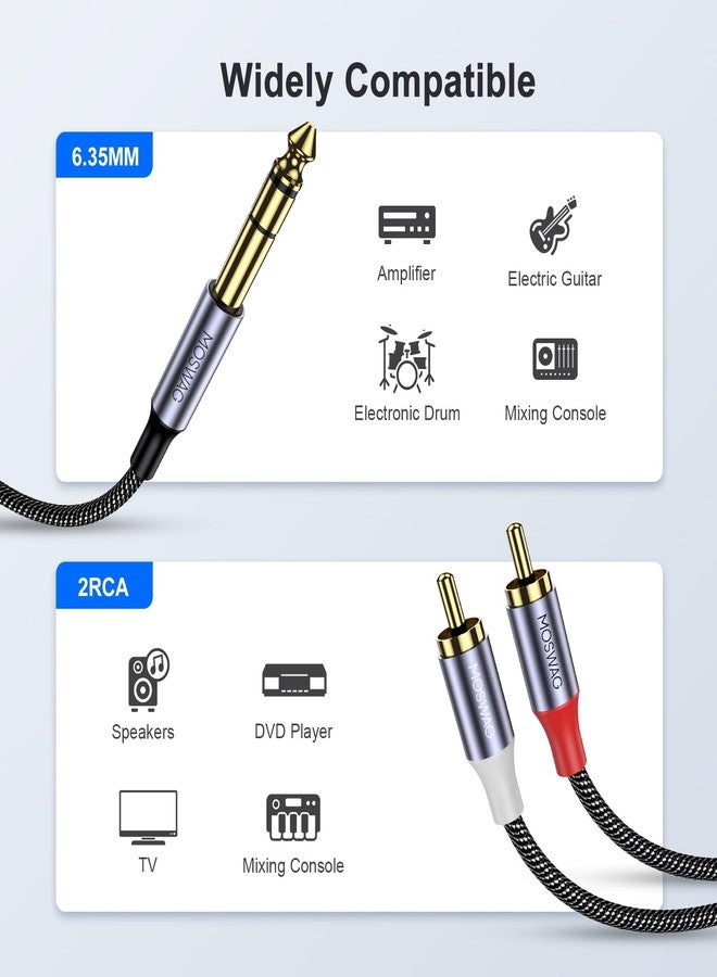 MOSWAG Gold-Plated 6.35mm 1/4 inch Male TRS Stereo Plug to 2 RCA Phono Male Audio Y Splitter Cable,Connector Wire Cord Plug - Image 5
