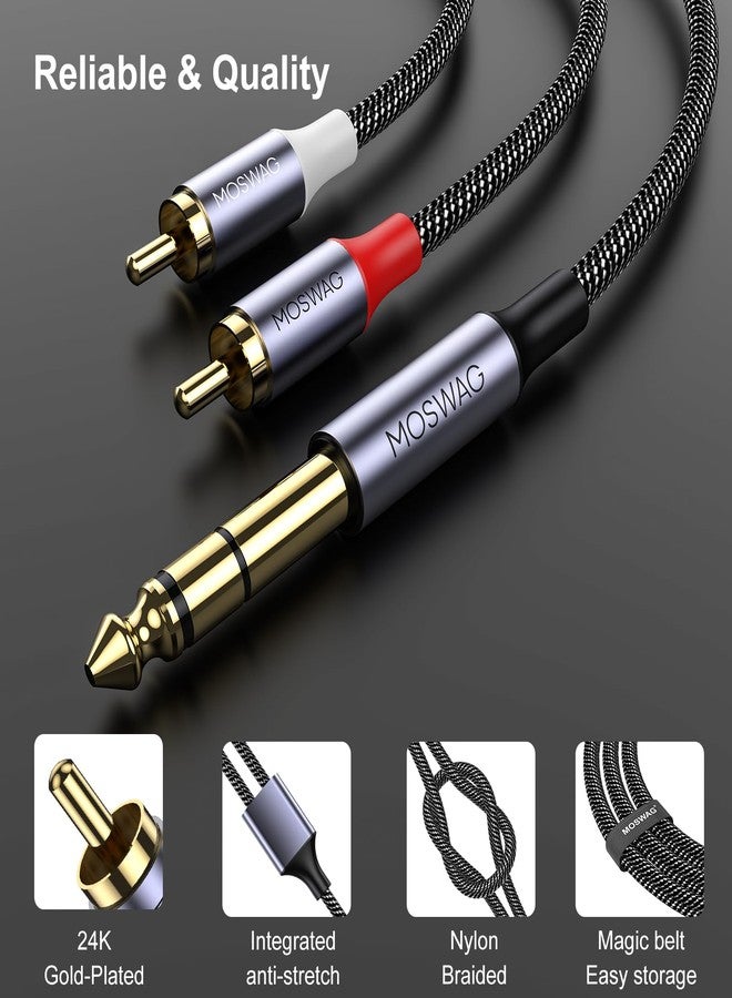 MOSWAG Gold-Plated 6.35mm 1/4 inch Male TRS Stereo Plug to 2 RCA Phono Male Audio Y Splitter Cable,Connector Wire Cord Plug - Image 4