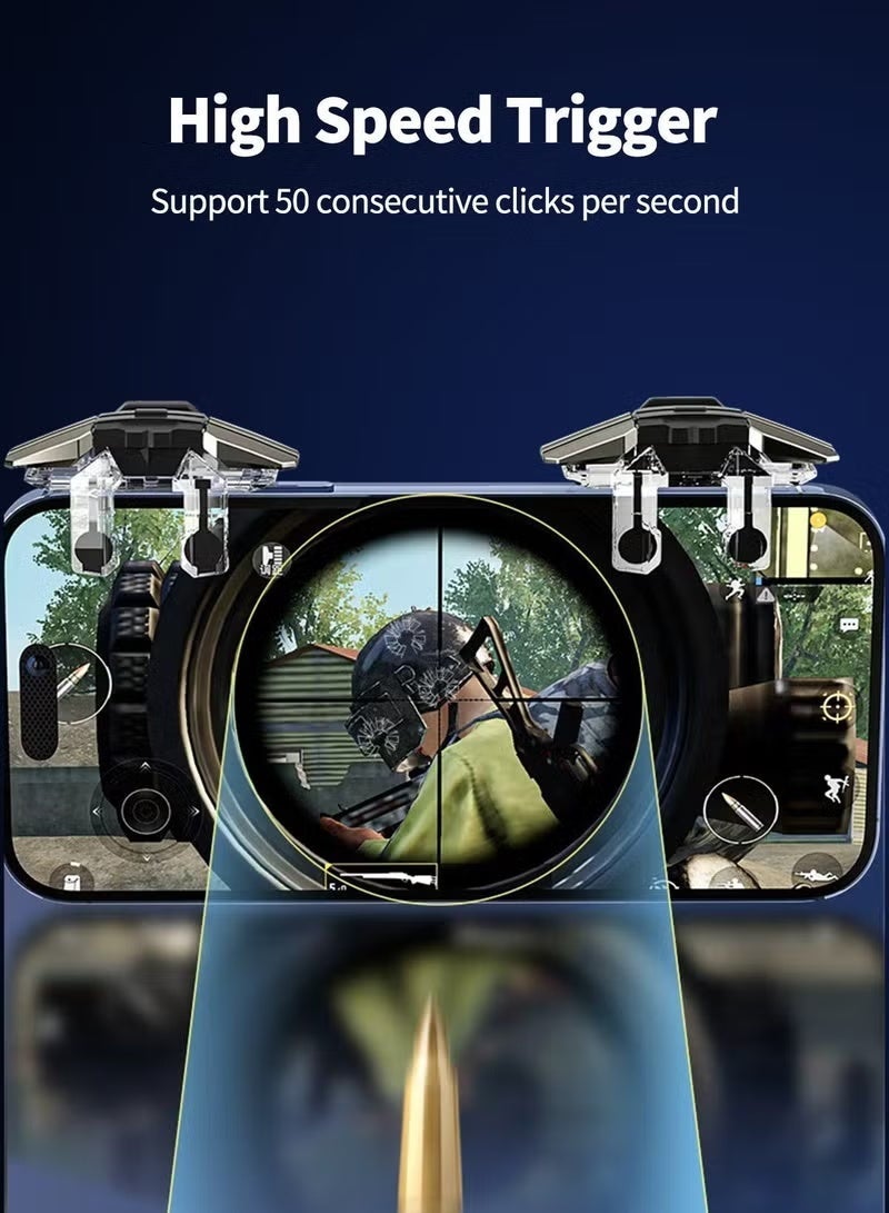 KIIUMI Mobile Game Controller , Pubg Triggers, Mobile Game Accessories 6 Finger Trigger Sensitive Target Buttons Smartphone Game Controller Gamepad for PUBG/Survival Rules - Image 5