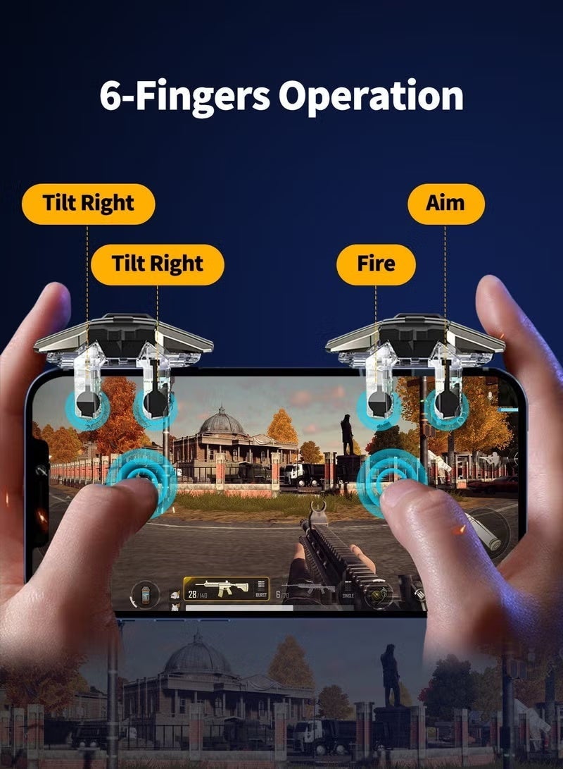KIIUMI Mobile Game Controller , Pubg Triggers, Mobile Game Accessories 6 Finger Trigger Sensitive Target Buttons Smartphone Game Controller Gamepad for PUBG/Survival Rules - Image 3