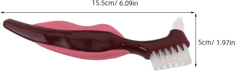 VILLCASE 2pcs Dual-Head Dentures Brush with Hard Bristles, False Teeth Cleaning Tool for Elderly, Dental Appliance Care Brush for Effective Denture Hygiene and Oral Cleaning - Image 2