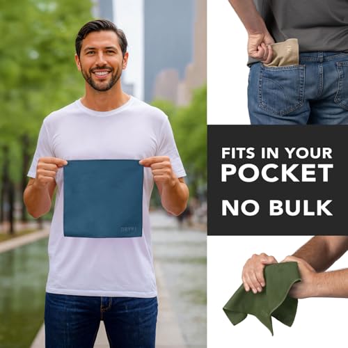 DRYKI Sweat Absorbing Handkerchiefs - The Original Pocket-Sized Sweat Towels - Quick-Dry Microfiber Sweat Rags for Face, Hands, & Body - Men & Women - Gym, Sports, and Work (Forest: 5 Pack) - Image 4