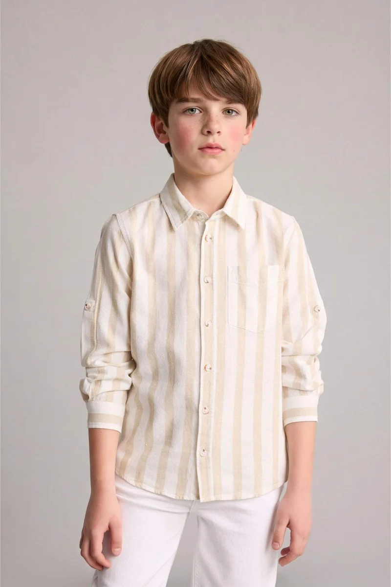 DeFacto Boy Regular Fit Printed Long Sleeve Shirt